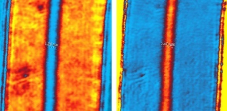 Top- IR spectra collected from film 1. Bottom-Simultaneously collected Raman spectra.