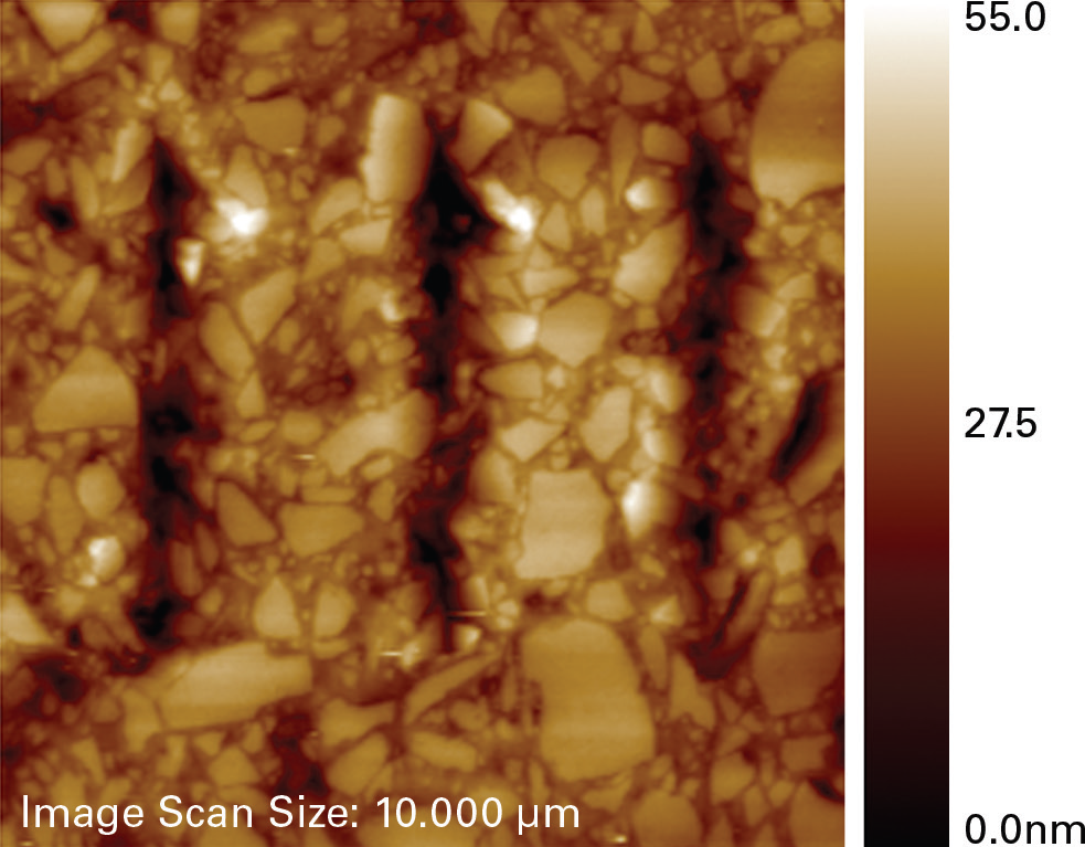 In-situ SPM image of scratch tracks on Sample 1.
