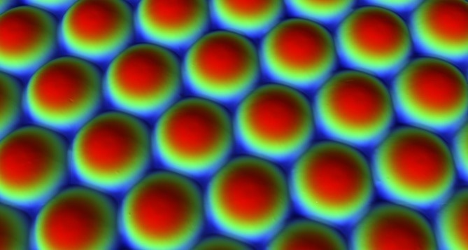 Microlens array used for light focusing onto sensor.