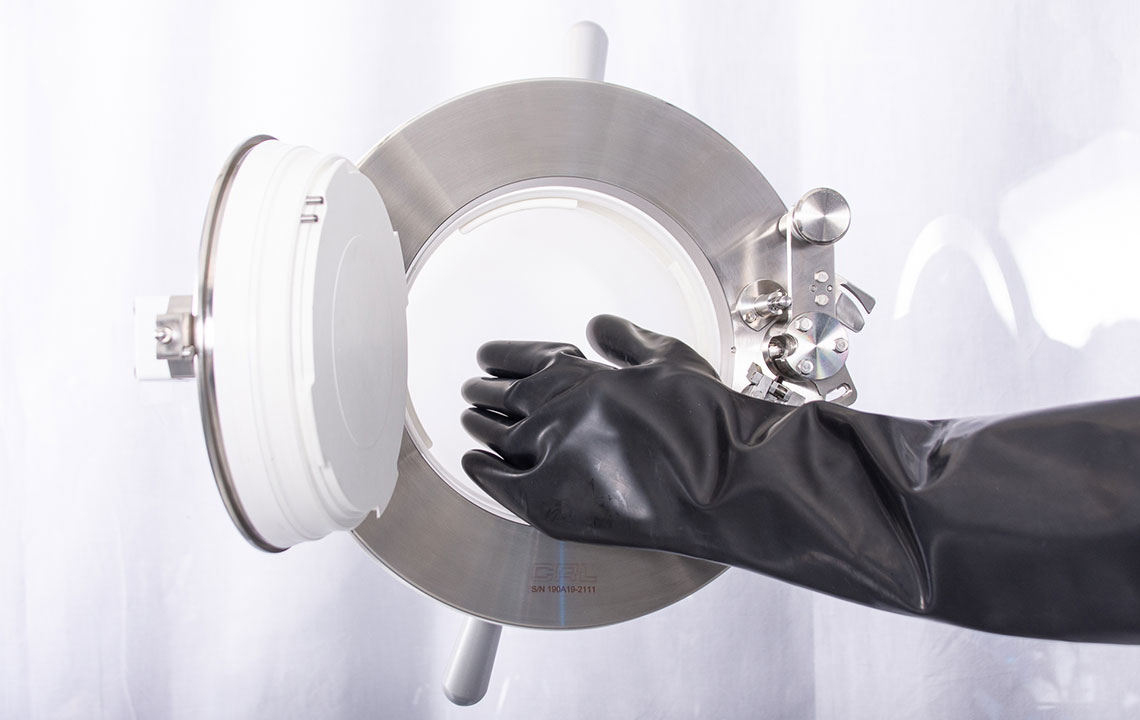 CRL Rapid Transfer Ports (RTPs) are used to safely transfer potent or hazardous materials.