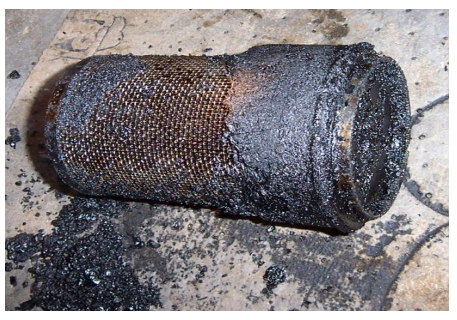Severe build-up of solid carbon
