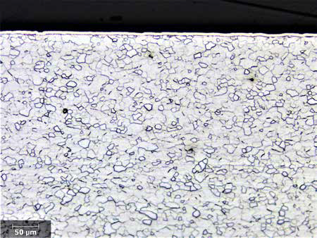 The microstructure of the cap of a LIB after etching with 3% alcoholic nitric acid