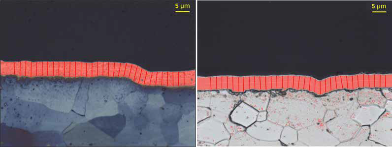 Thickness measurement by QPIX control 2. The final thickness is 5.1 µm.