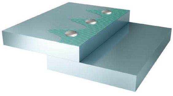 Stress distribution in loaded joints with riveting. The riveted joint is highly stressed in the vicinity of the rivets. Failure tends to initiate in these areas of peak stress. A similar distribution of stress occurs with spot welds and bolts.