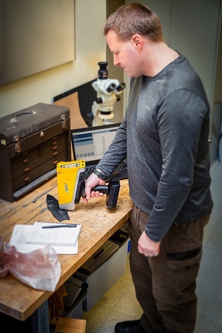 The Vanta Max XRF analyzer can be used to analyze samples in archeology research.