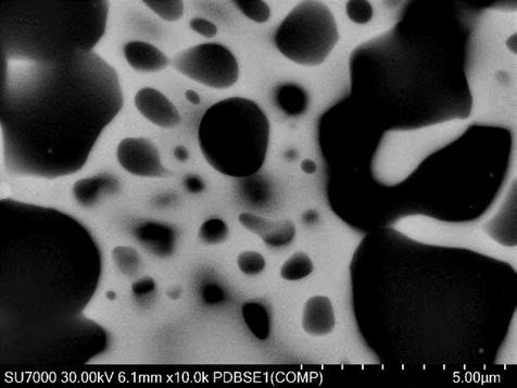 NiAlTa alloy imaged at 30kV with the BSE detector (PDBSE(COMP)).