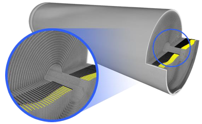 Segmentation of the anode overhang in a CT scan of a cylindrical 18650 Li ion battery