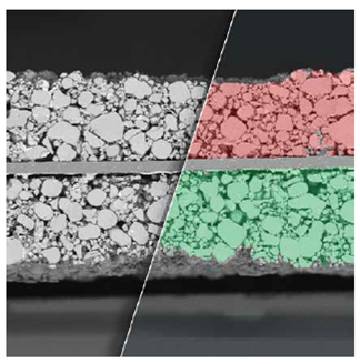 Identification and measurement of the active component layers of a cathode