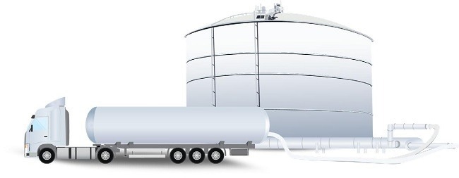 LNG truck loading at a peak shaving plant.