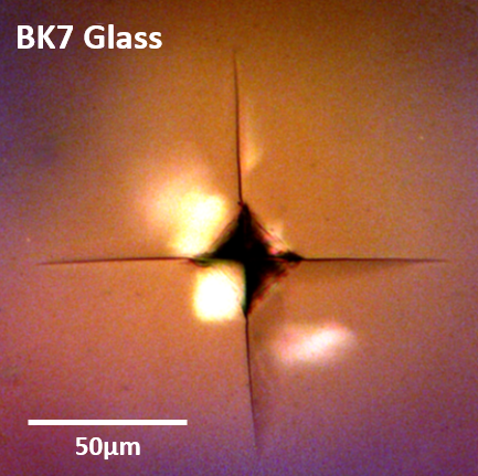 Indentation of borosilicate glass using a Vickers tip