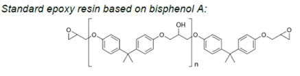 Chemical structure for standard difunctional epoxy resins (diglycidyl ethers of bisphenol A)