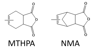 Examples of monoanhydrides (MTHPA & NMA) used to cure epoxies