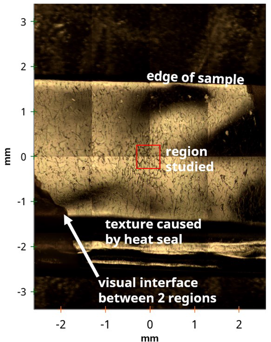 stitched 4x4 optical image of opened crisp packet sample