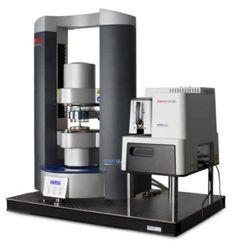 The HAAKE MARS Rheometer and DXR3 Flex Raman Spectrometer comprise the Rheo-Raman system