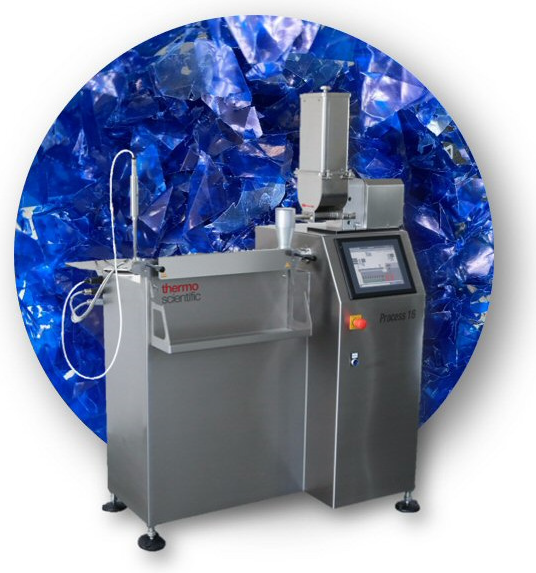 Thermo Scientific Process 16 twin-screw compounder and twin-screw feeder for foil shred recycling