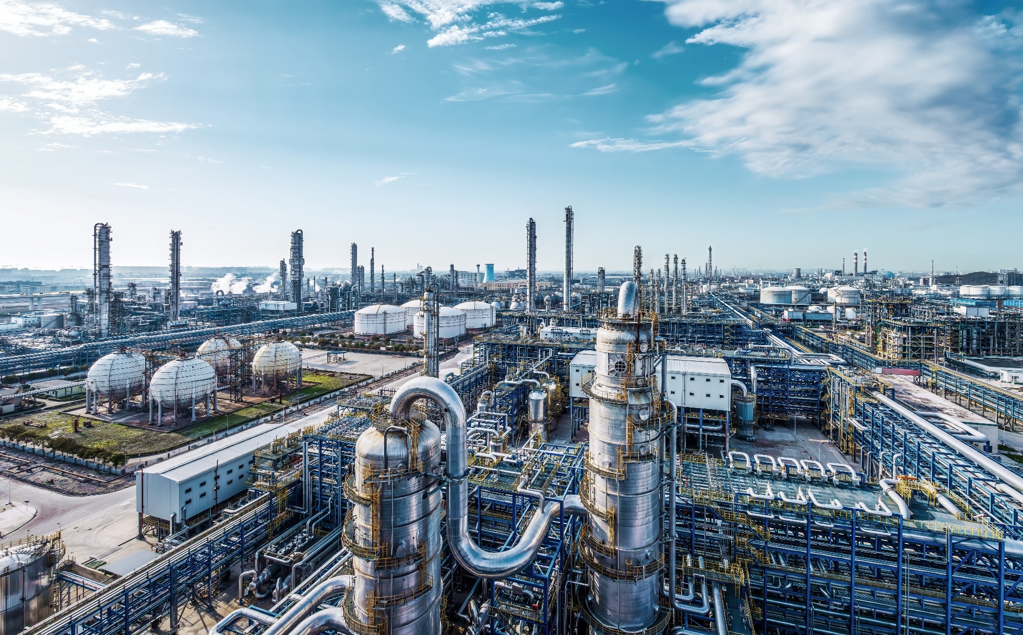 Aerial photo of oil and gas industry plant.