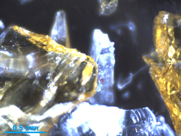 Simulated sample consisting of clear and amber glass fragments