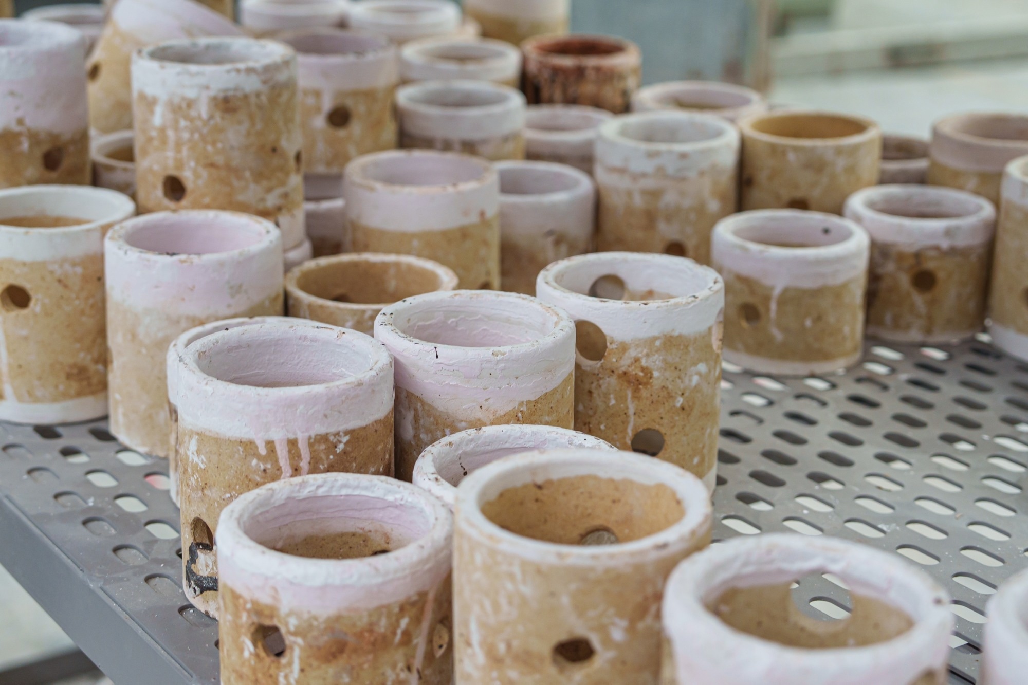 Fire brick cylinder used in ceramic kiln at High strength electric insulator (Porcelain Insulator) ceramic factory.