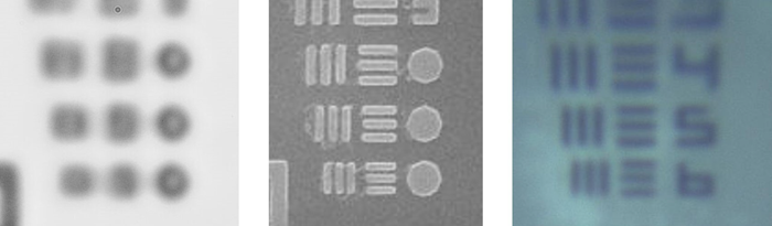 Comparison of the three-imaging method: left: 100x immersion, center: SEM, right: DRY SMAL