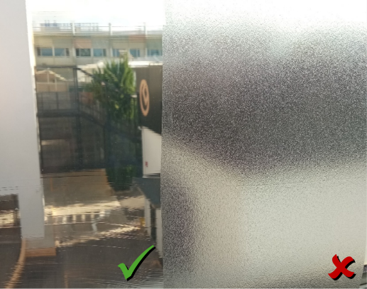 Qualitative evaluation of a PO film. Left: Good (low gels, low haze); Right: Poor (remarkably high gels, high haze)