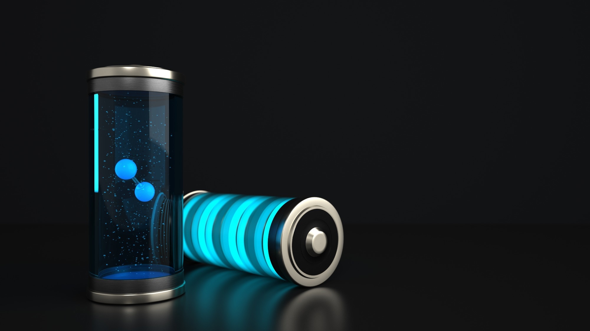 High technology H2 Hydrogen battery. 3D illustration.