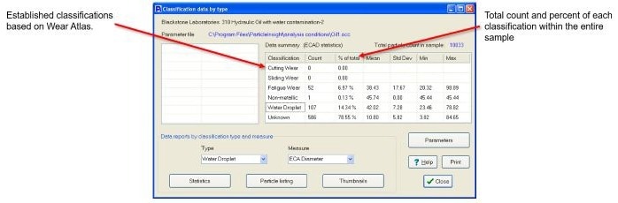 Particles can be classified by established wear classes or can be customized