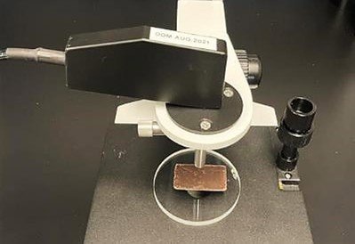 A chocolate sample on the probe holder