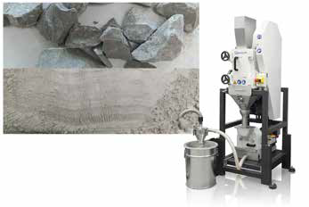 Combination unit consisting of Jaw Crusher BB 250 and Disk Mill DM 200 with cyclone, shown here with an application example for limestone
