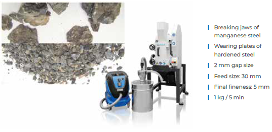 Illustrating of milling with breaking jaws of manganese steel