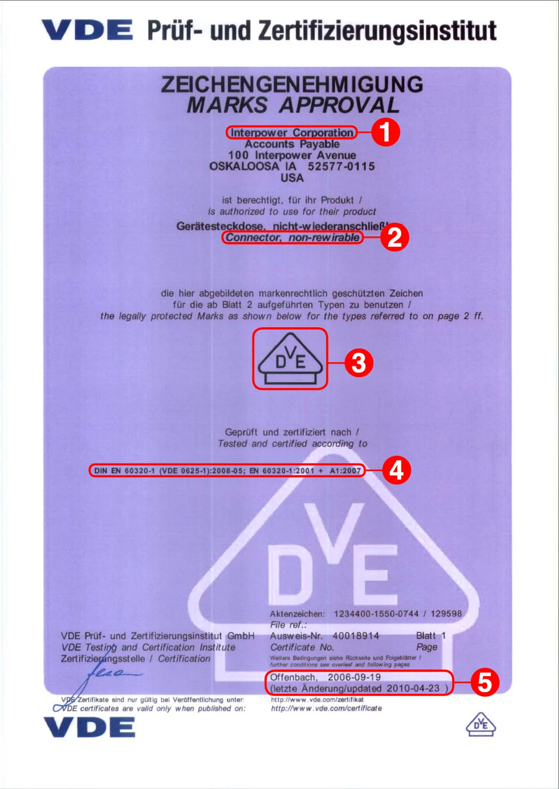 Clearance certificate image.