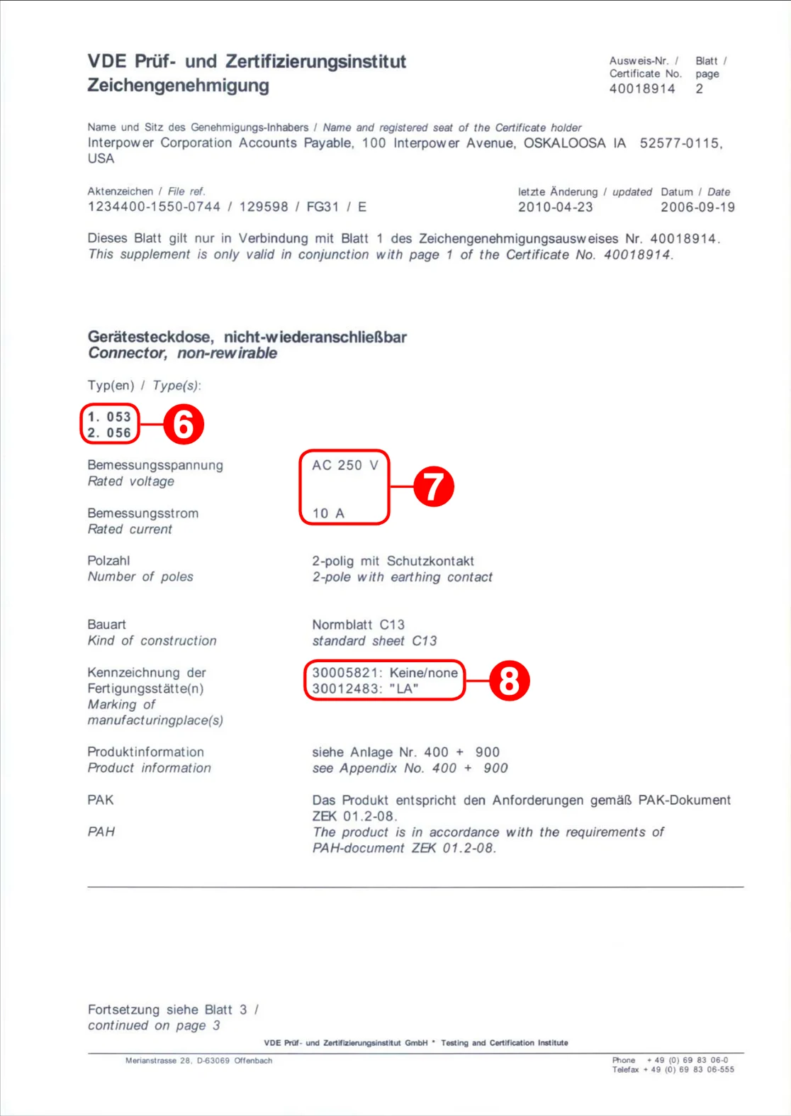 Clearance certificate with certain areas higlighted red.