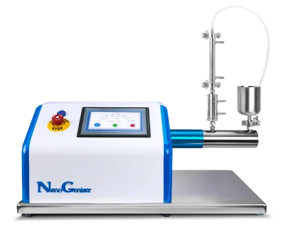 Nanogenizer high pressure homogenizer equipped with Y-type chamber