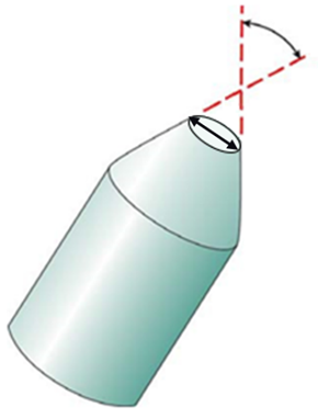 The flat punch indenter tip is defined by its truncated cone.