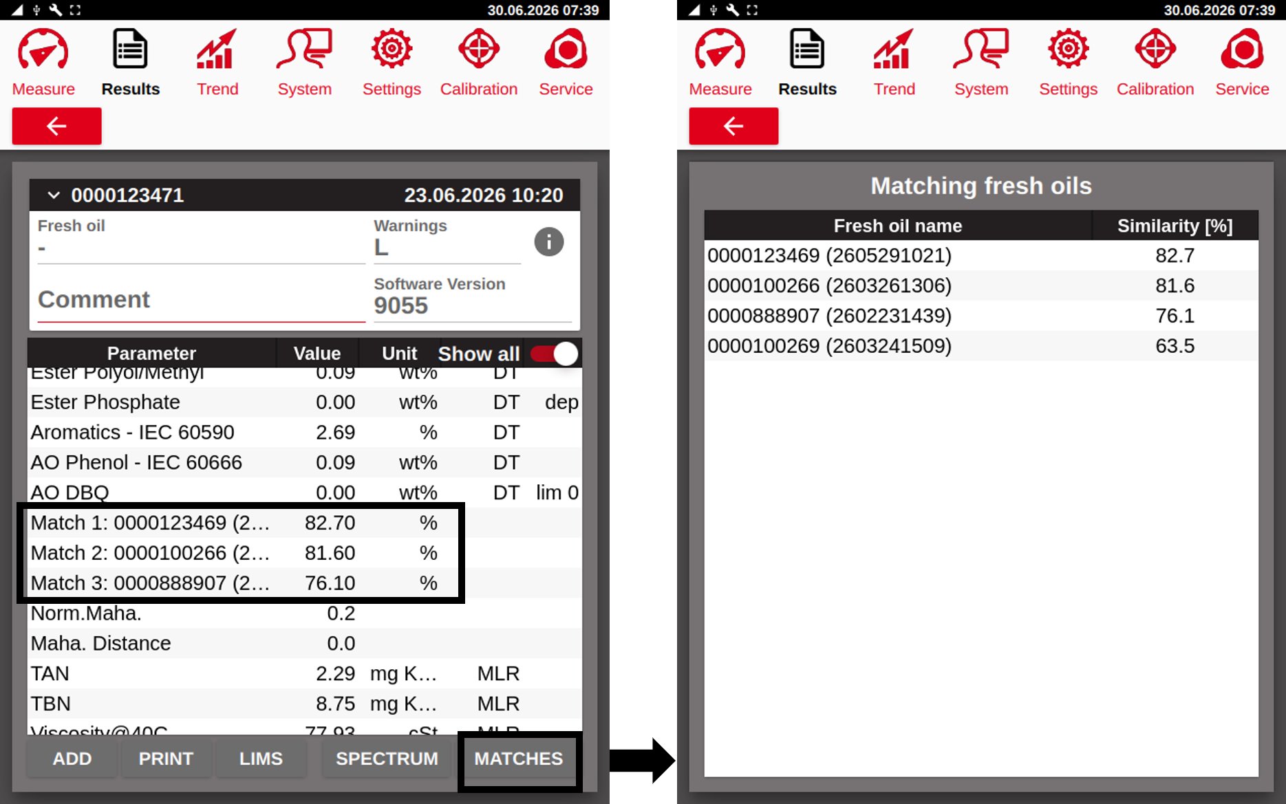 Top matches on the result screen of eraspec oil