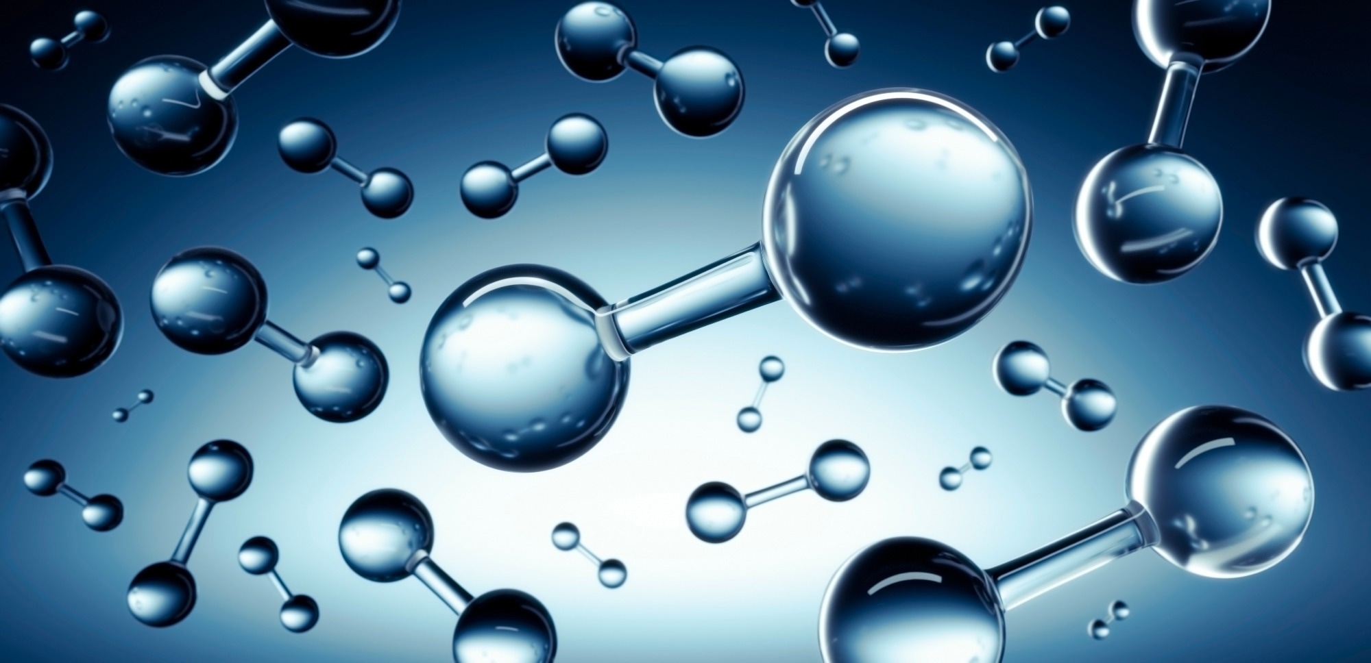 3D illustration of Hydrogen H2 molecule model. Image Credit: peterschreiber.media / Shutterstock