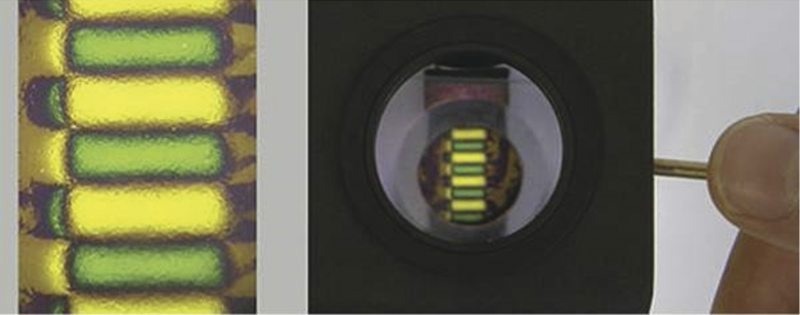 Example of a linear steel scale encoder that ensures positioning with accuracy of ± 1 µm