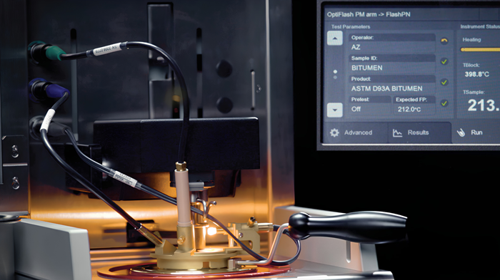 Flash point testing being performed