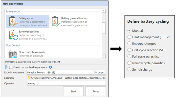New experiment wizard in TAM Assistant. User can choose from a variety of pre-set experiments and program custom run sequences for maximum flexibility