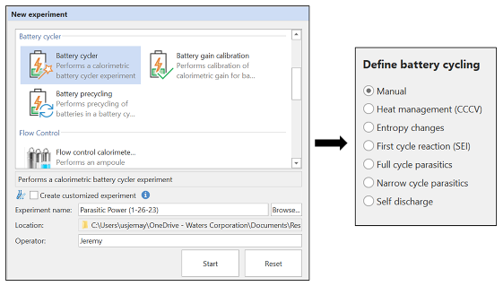 New experiment wizard in TAM Assistant. User can choose from a variety of pre-set experiments and program custom run sequences for maximum flexibility