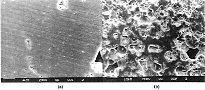 AZoJomo - The AZO Journal of Materials Online - Surface appearance of diamond ground PZT a) ELID b) no ELID