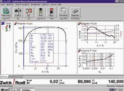 testXpert® Screenshot: Tensile test on sheet steel with r- and n value determination