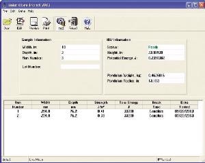 Example of a result screen from Tinius Olsen