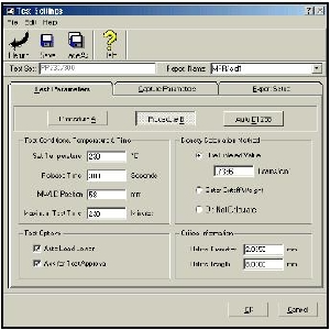 Screenshot of equipment set-up screen from EP600 software
