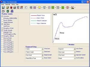 Screenshot from test set-up section of QMat software showing available results selection.