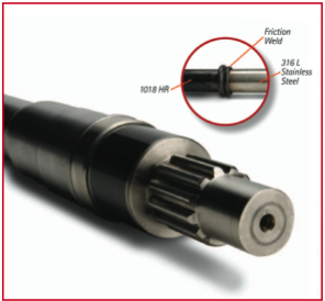 The wet end of the shaft requires more costly materials because of its direct contact with the conditions of the specific application.