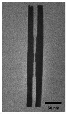 A nano-ribbon machined to have stepped width.