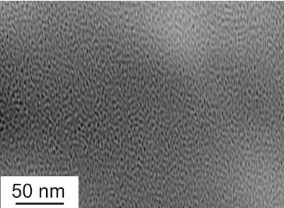 TEM image of bulk metallic Fe50Cr15Mo14C15B6 glass.