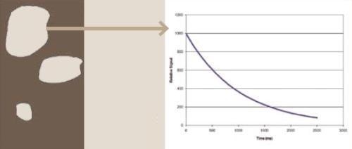 Fluids in large pores have long T2 decay times, like bulk fluids