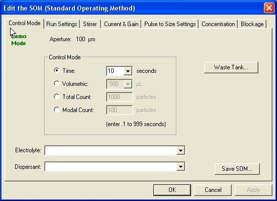 Screenshot of the “Edit the SOM” Menu. Use the tabs in the SOM menu to navigate. Ensure all the settings match those described in the text.