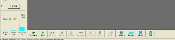 While holding the beaker with soap solution, select “Unblock” button in the software.